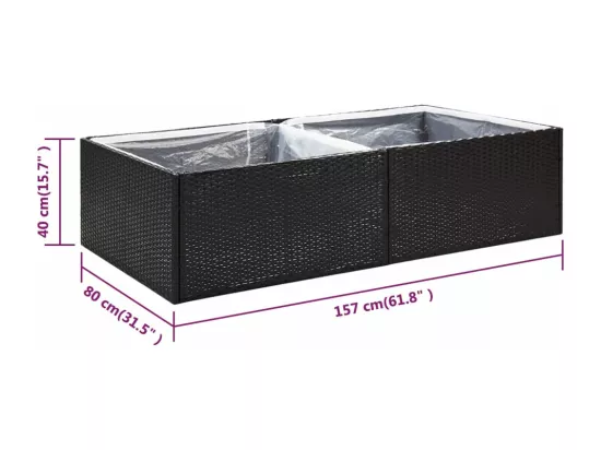 Jardinière bac lit surélevé résine noire 157 x 80 x 40 cm 02_0037451