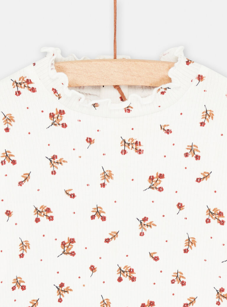Sous-pull écru à col à volants pour bébé fille
