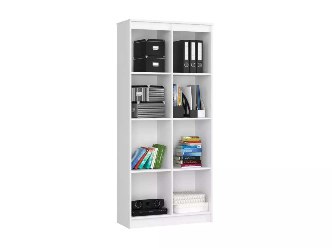 Bibliothèque de bureau AKORD R80 Blanche 80 cm 1 porte façade Blanche mat 8 étagères 80x35x180 cm