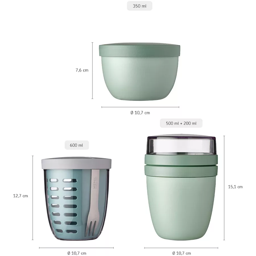 Mepal Lunchpot, Fruitpot und Snackpot Ellipse 3er Set blau