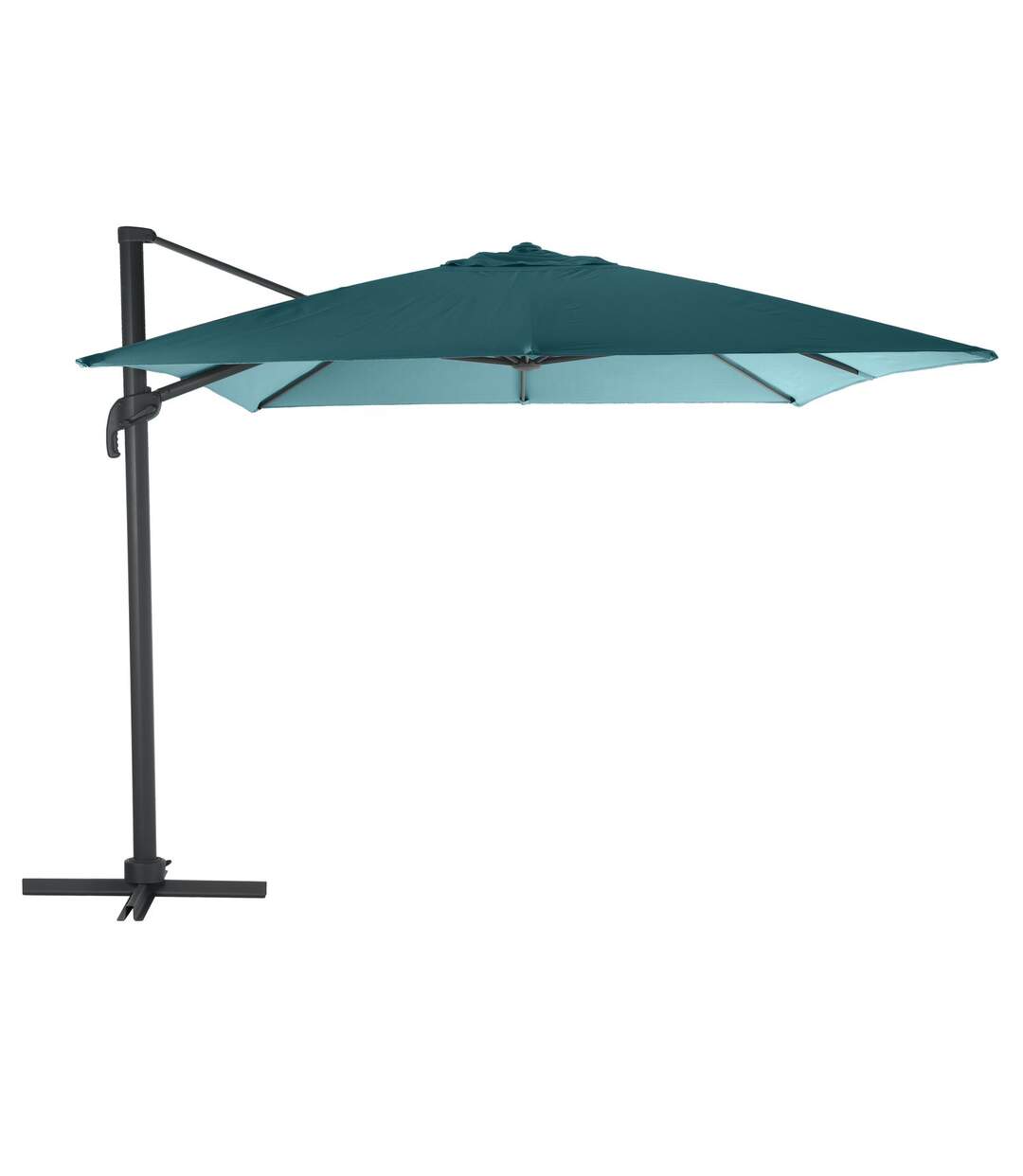 Parasol déporté Eléa - 3 x 3 mètres - Bleu canard et gris
