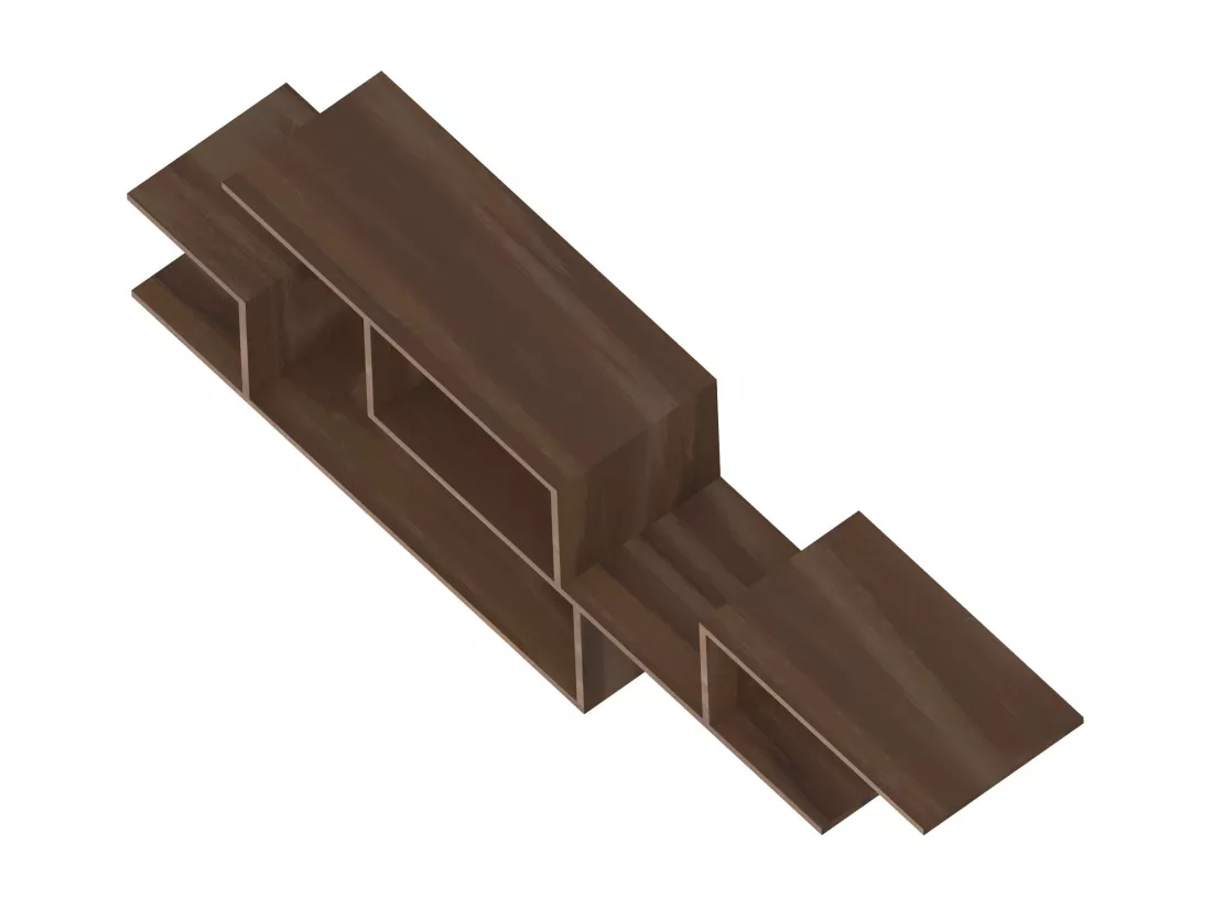 Daniel - Etagère murale en bois mélaminé 218x30xH62 cm, couleur brun