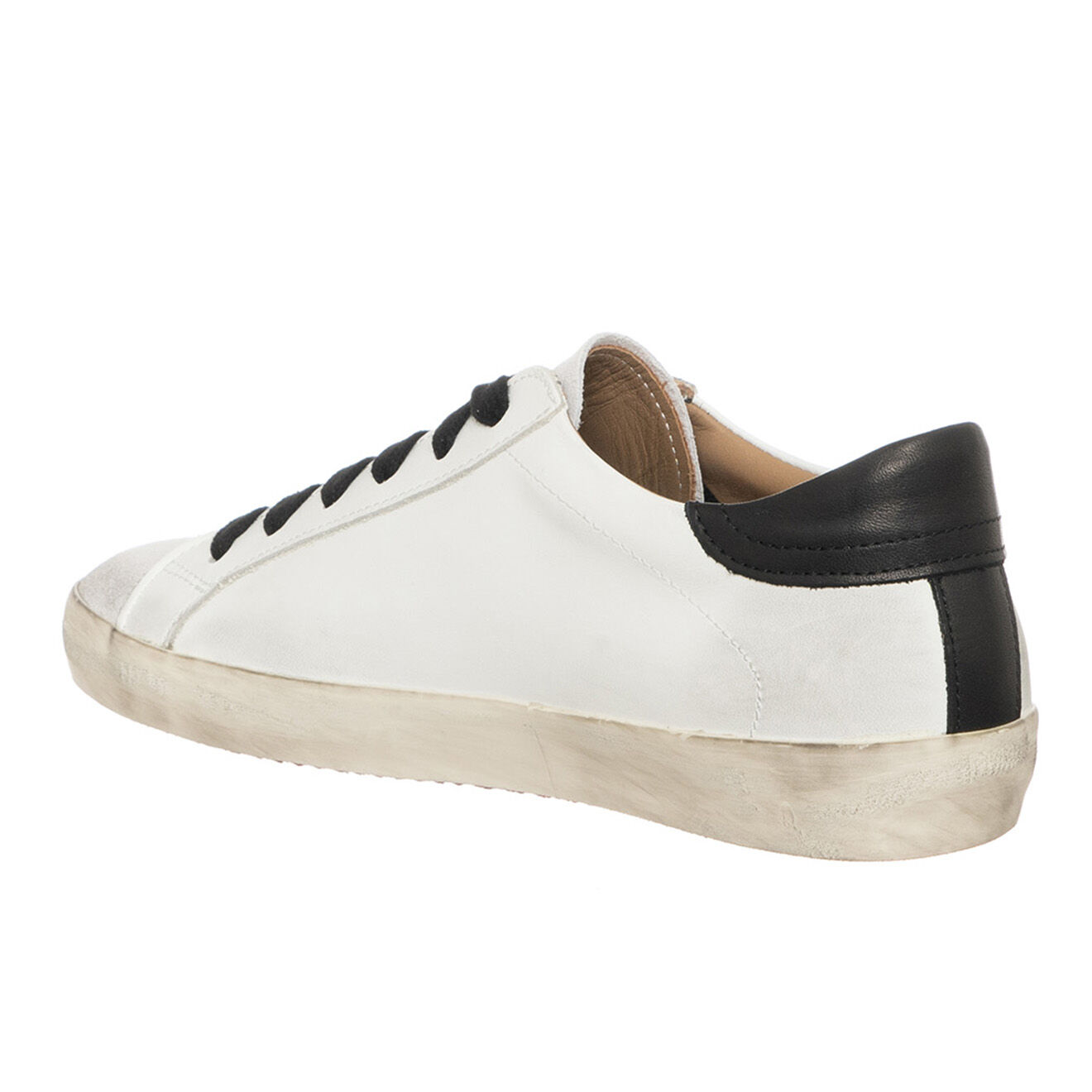 Loretta Pettinari Sneakers en Cuir Star blanc/noir/beige