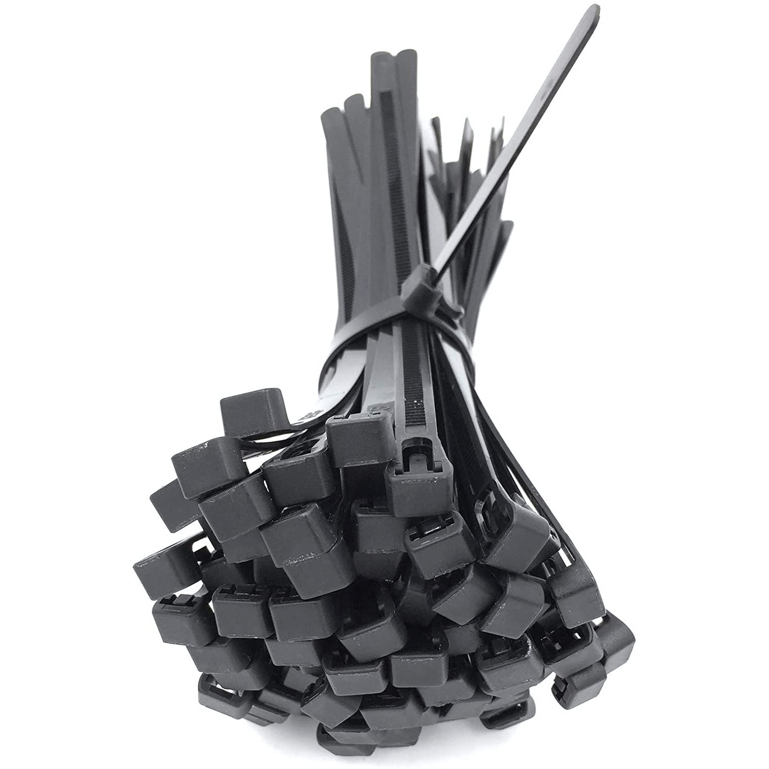 (100er Set) 20cm Wiederverwendbare Kunststoff Kabelbinder - Schwarz
