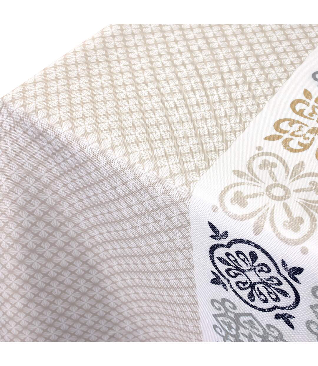 Nappe rectangle 150x250 cm imprimée 100% polyester CARO grège beige