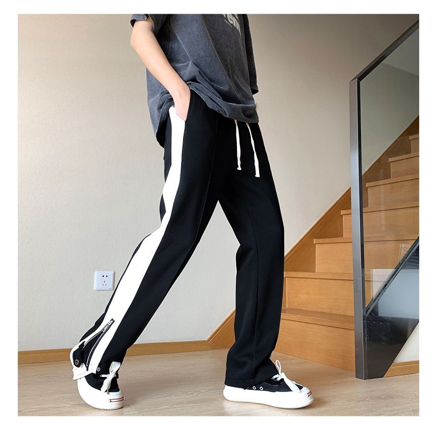 POSI - Tweekleurige joggingbroek met rechte pijpen en rits
