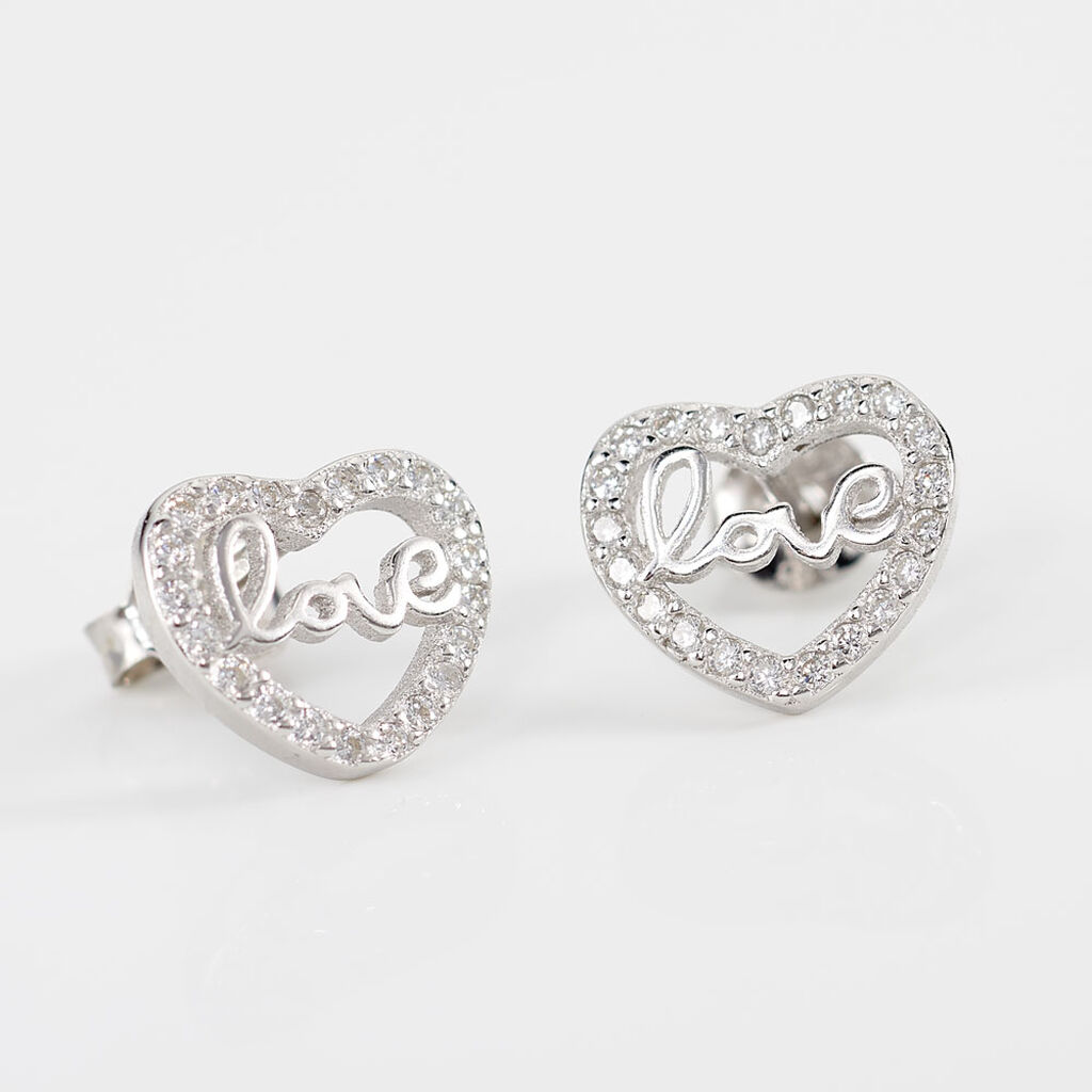 Boucles D'oreilles Puces Delicata Argent Blanc Oxyde De Zirconium