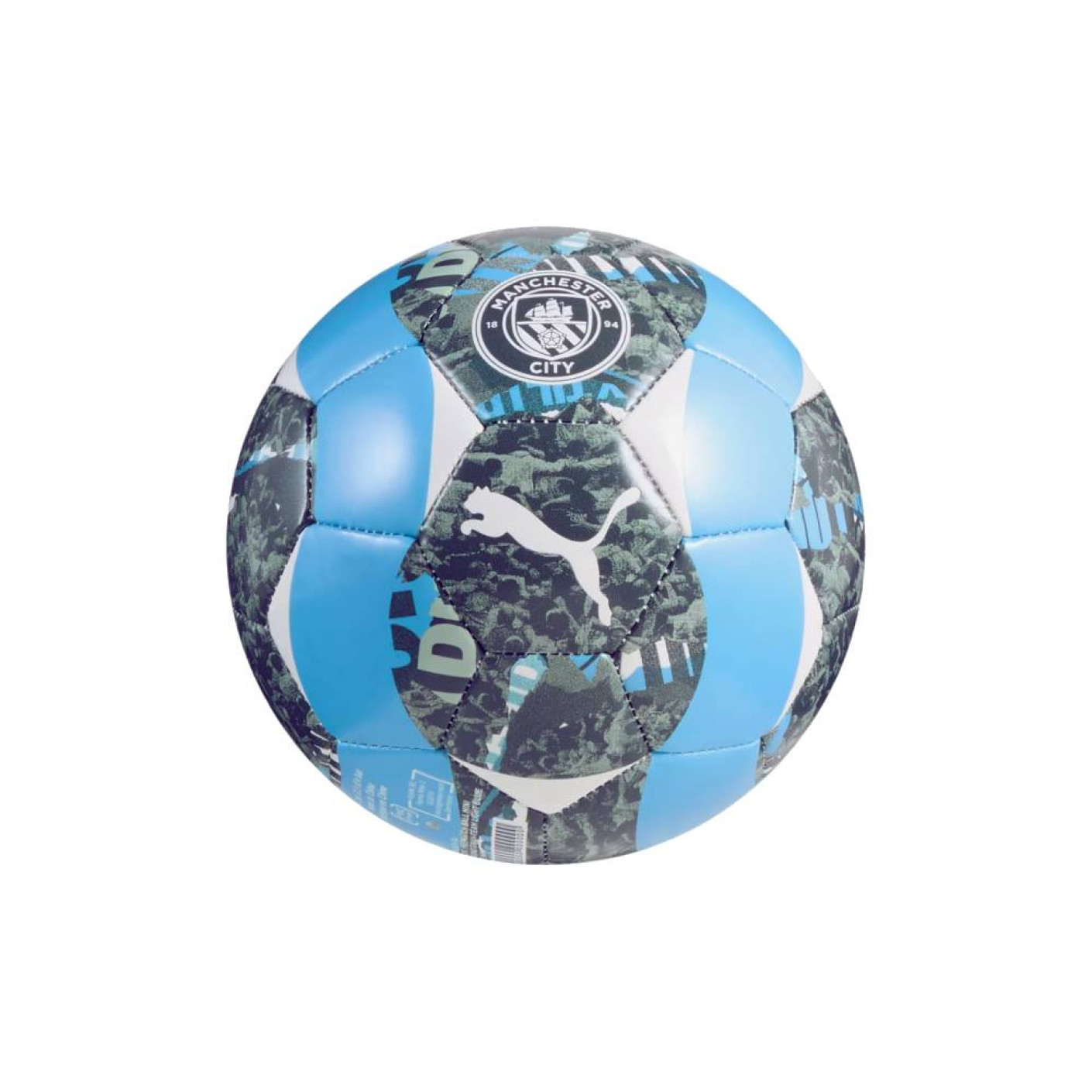 PUMA Manchester City Pre-Match Mini Voetbal Maat 1 Grijs Lichtblauw Wit