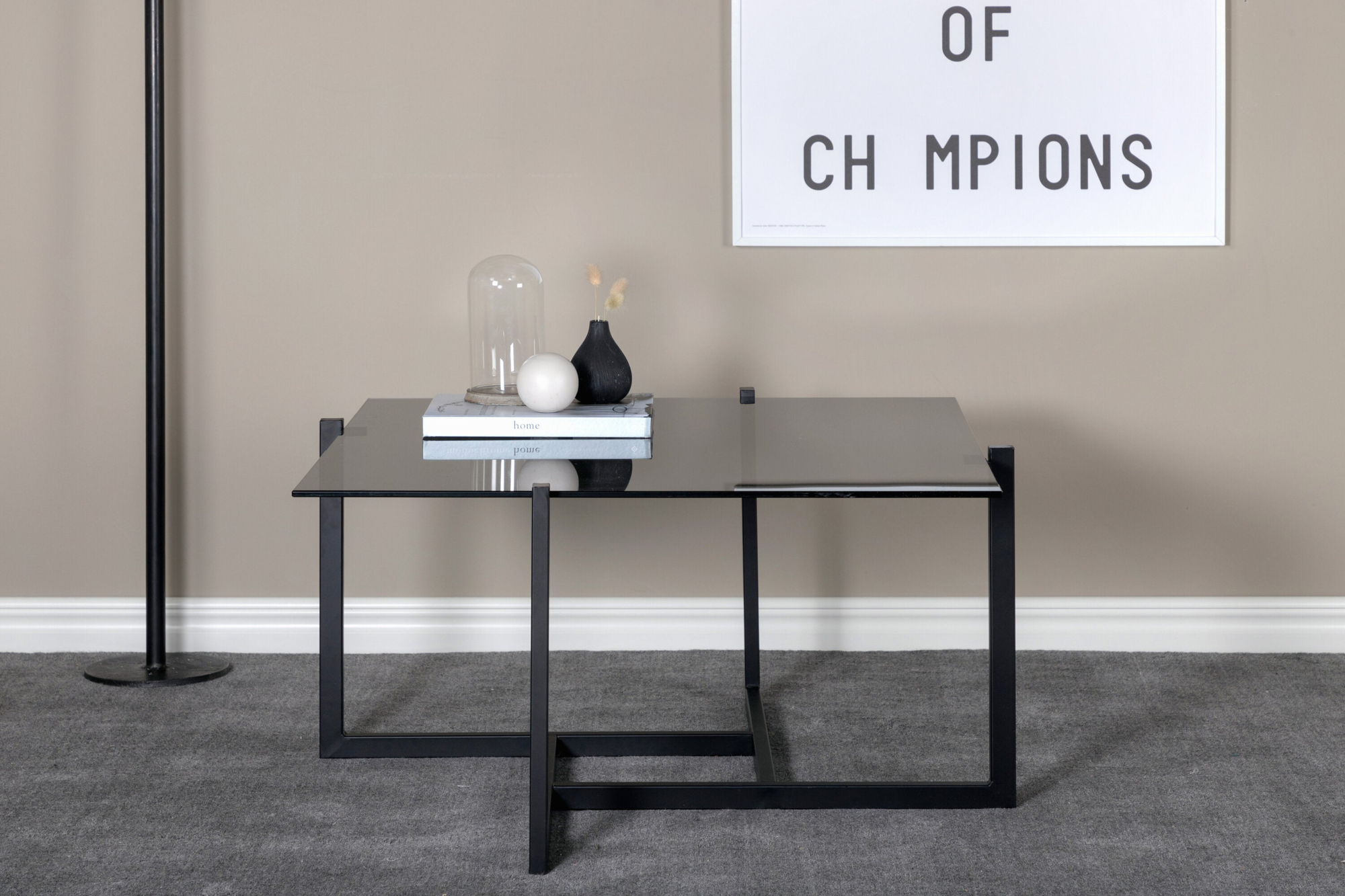 Hawi Salontafel - 80 x 80 cm - Grijs smoked glas