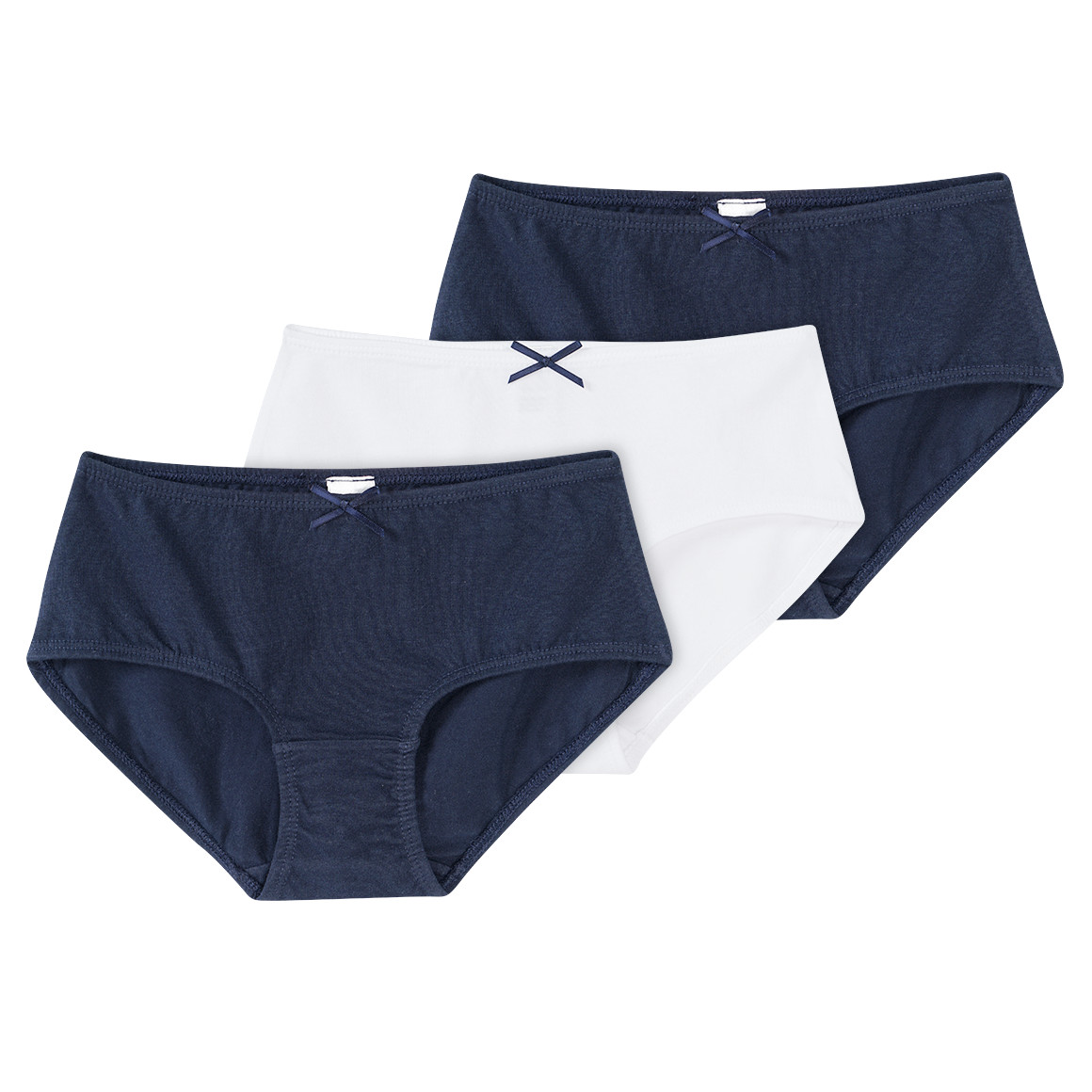 Yigga 3 Mädchen Pantys mit Bio-Baumwolle weiss / dunkelblau