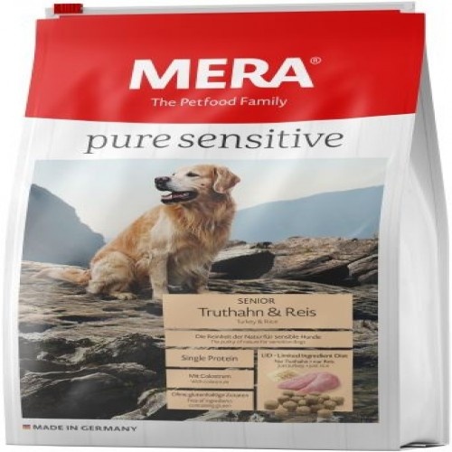 Ração Mera Pure Sensitive para Cães Idosos, Sabor Peru e Arroz