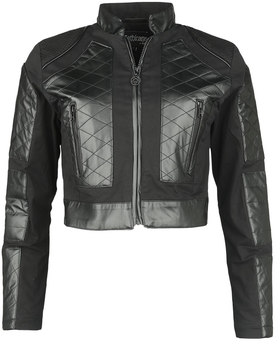 Veste courte avec détails simili-cuir | Gothicana by EMP Veste mi-saison