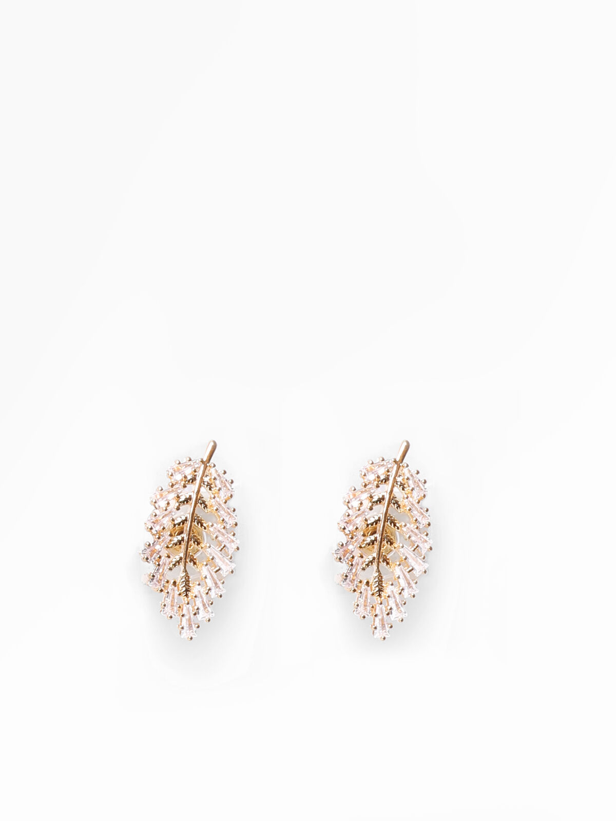 Boucles d'oreilles feuilles en strass- Doré