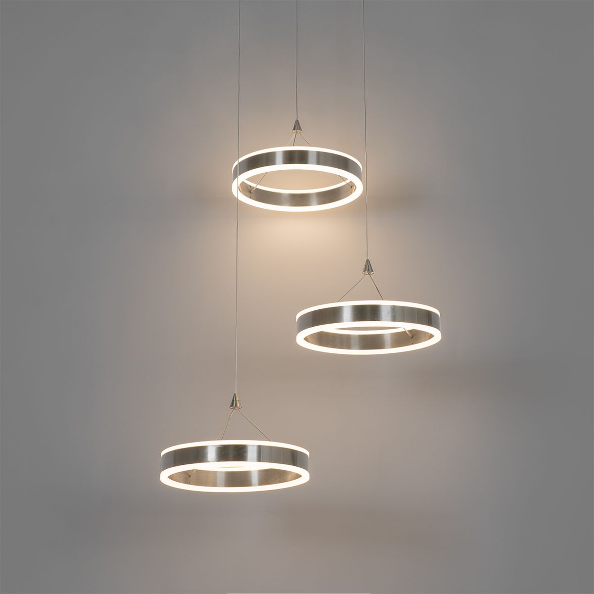 Hanglamp staal rond incl. LED 3-staps dimbaar 3-lichts - Lyani