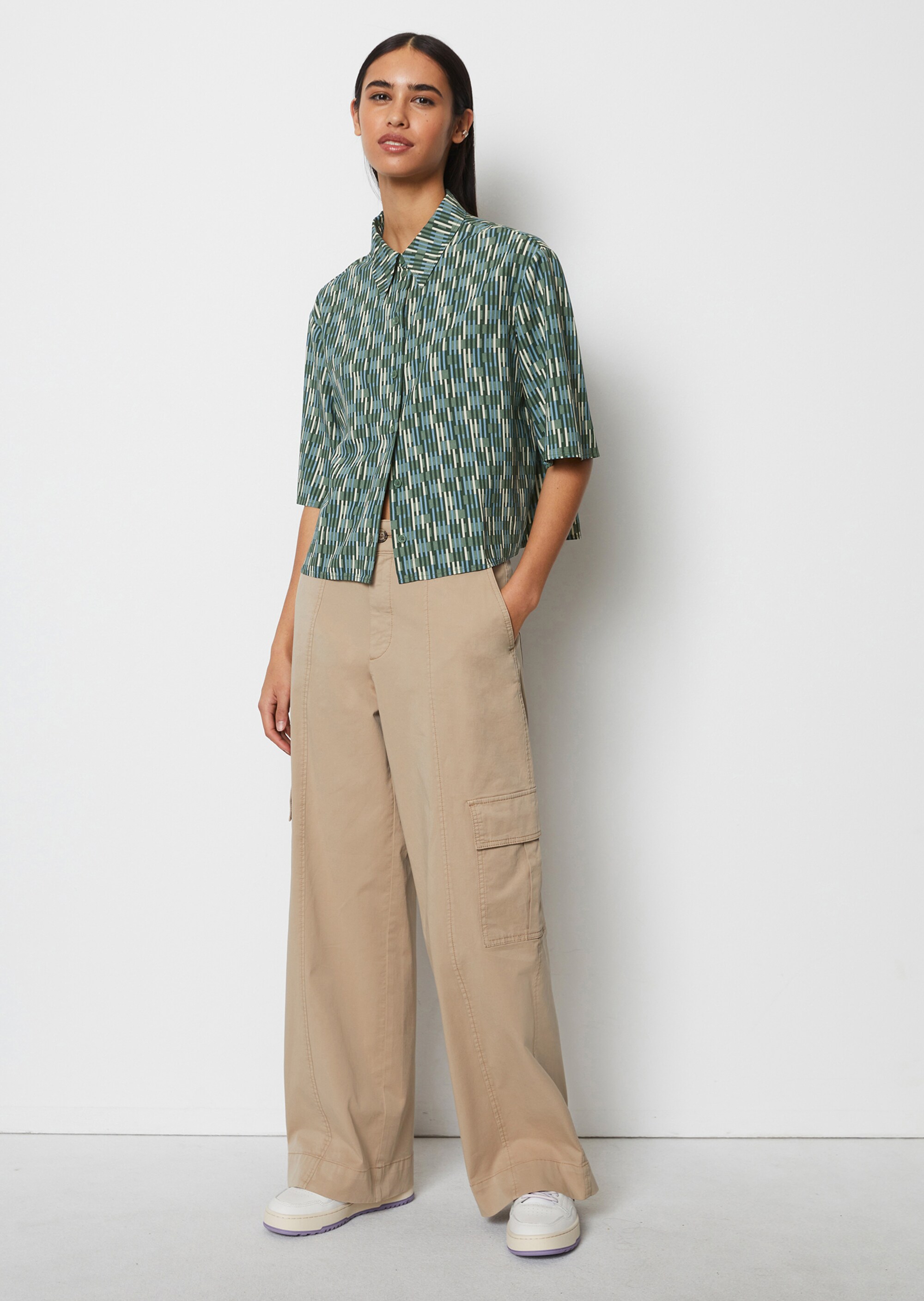 Kurzarm-Bluse regularaus LENZING™ ECOVERO™