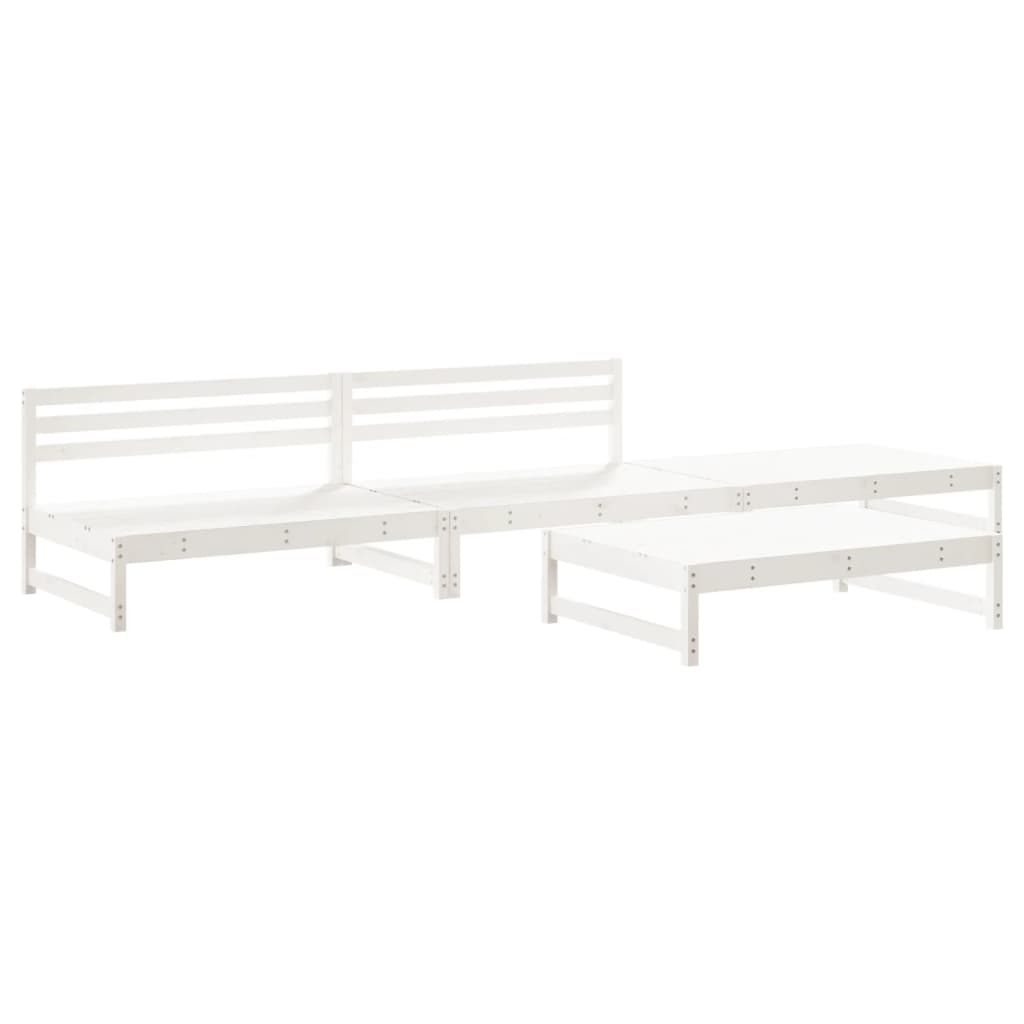 Salon de jardin 4 pcs blanc bois de pin massif