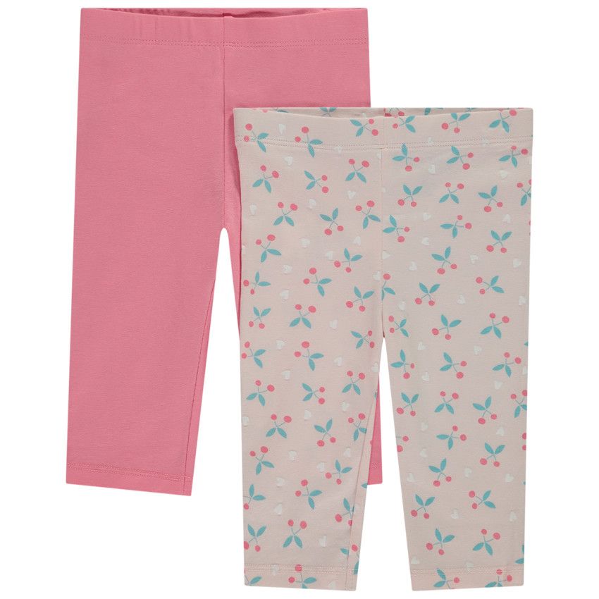 Lot de 2 corsaires fantaisie en jersey pour bébé fille - Rose