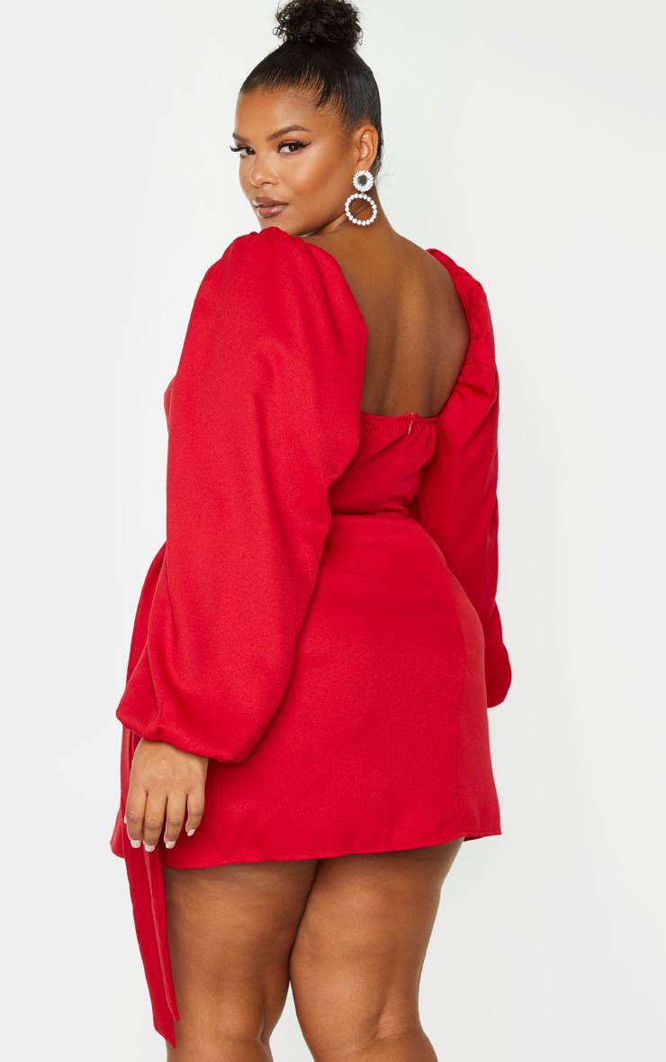 Rouge Robe Moulante Grande Taille Froncée À Découpes