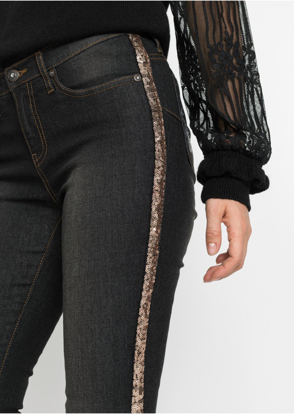 Jean push-up avec rayures scintillantes