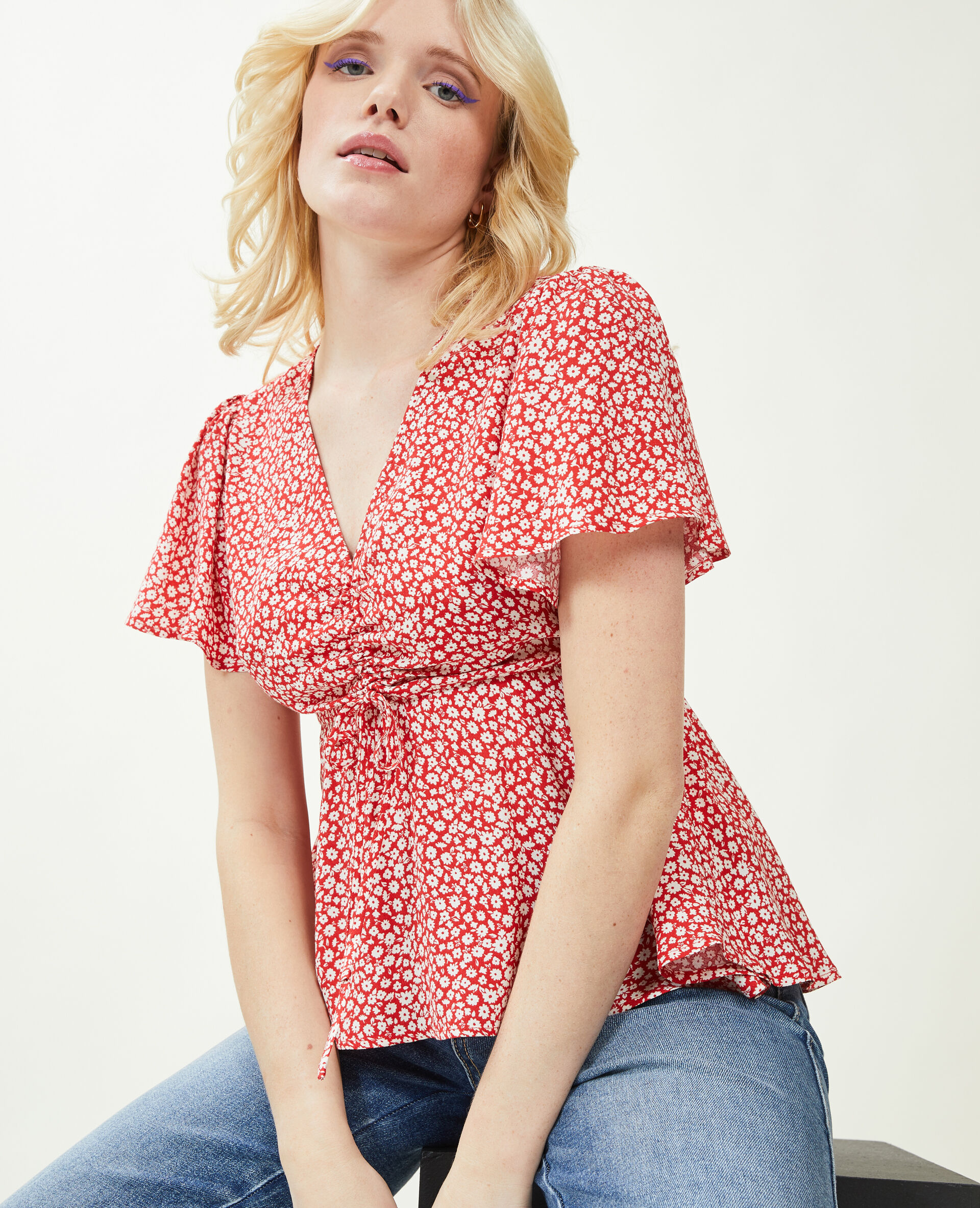 Top en tissu fluide - Rouge
