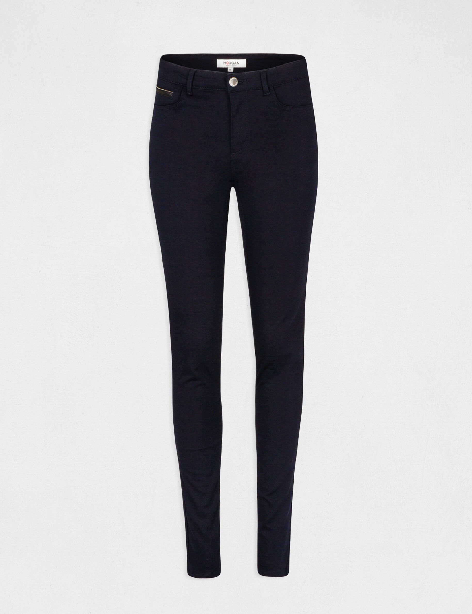Pantalon slim taille standard marine femme - marine