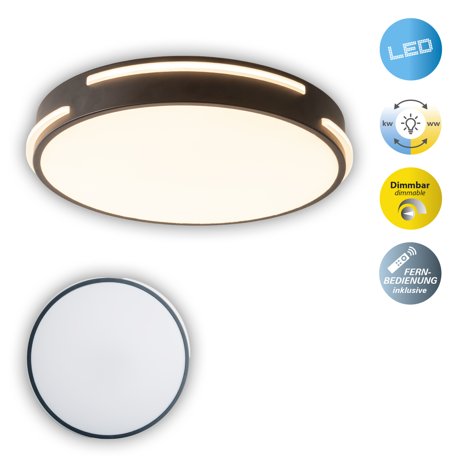 LED-Deckenleuchte VENTURA - schwarz-weiß - Ø 40 cm