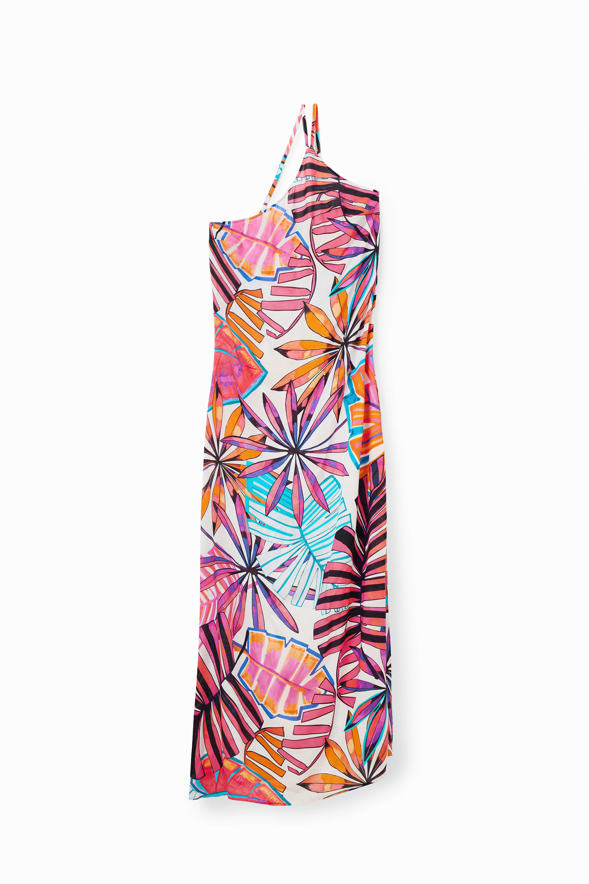 Robe midi asymétrique tropicale