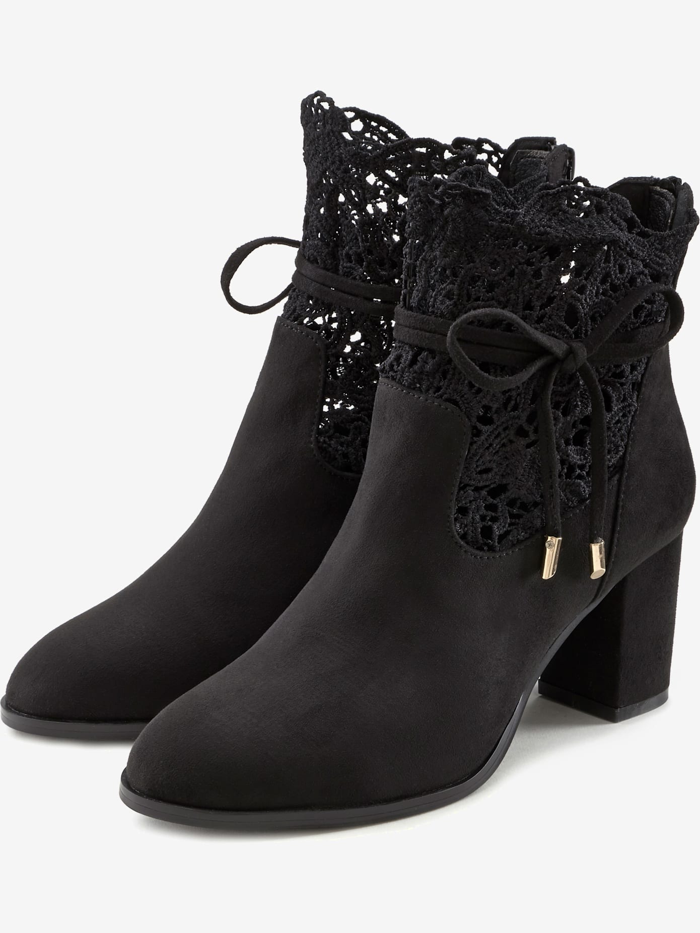Bottines à talon haut superbe empiècement en dentelle féminin