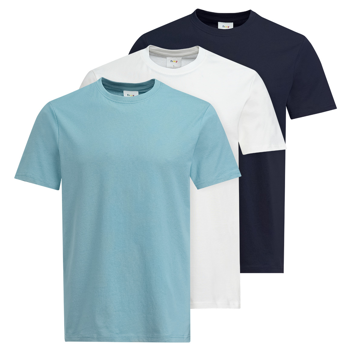 Famy 3 Herren T-Shirts im Basic-Look salbei / dunkelblau / weiss
