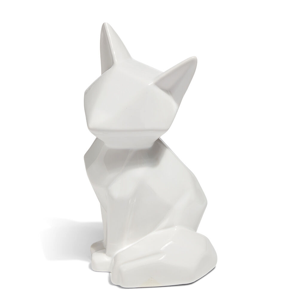 Tirelire renard origami en céramique blanc