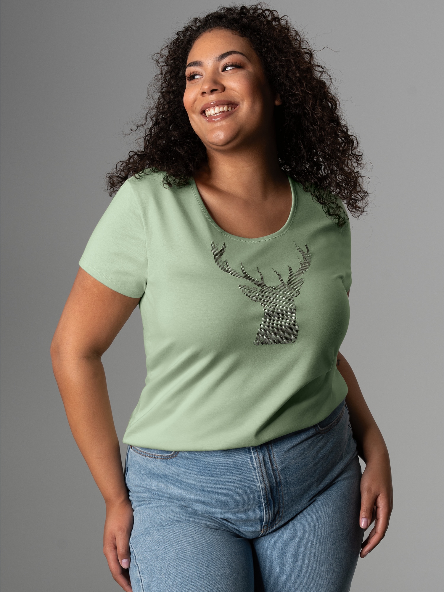 T-Shirt Glitzer-Hirsch Green tea
