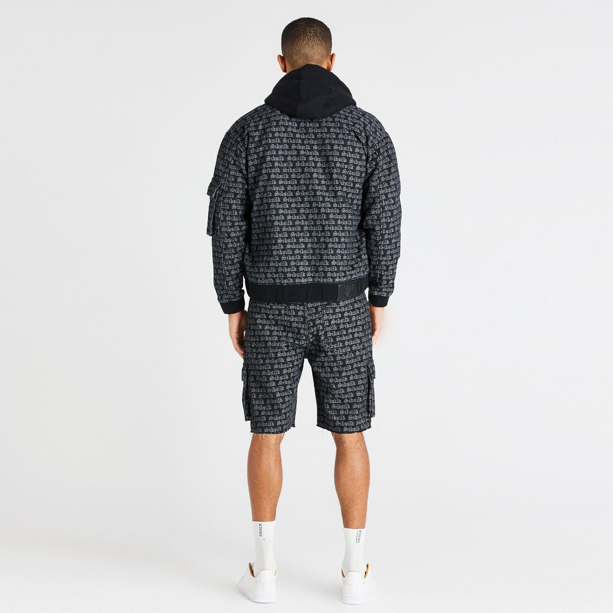 SikSilk Jacquard Denim Cargo Shorts Mens