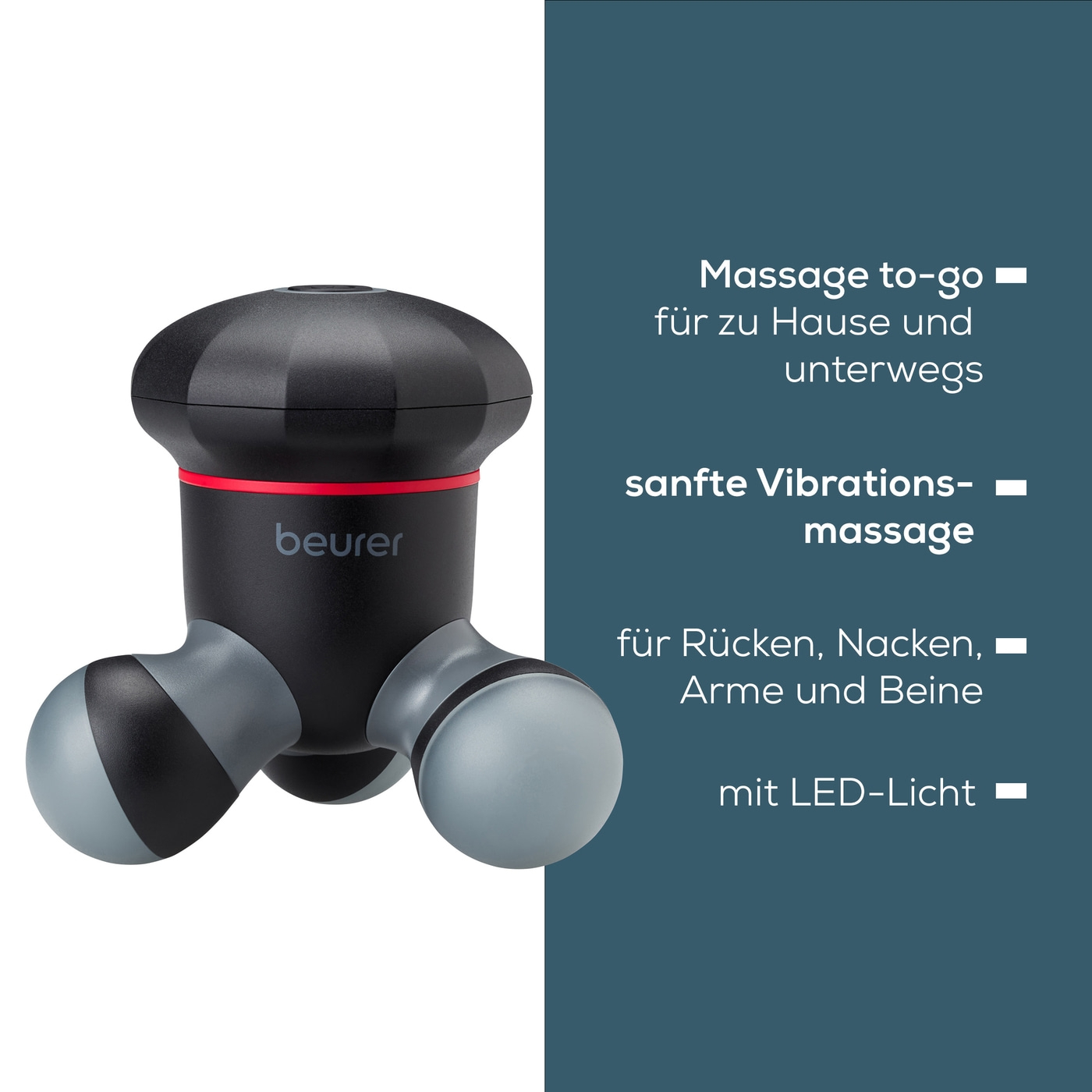 MG 18 Mini Massagegerät Tragbares Massage Tool mit LED Licht (10255) - Schwarz / Rot