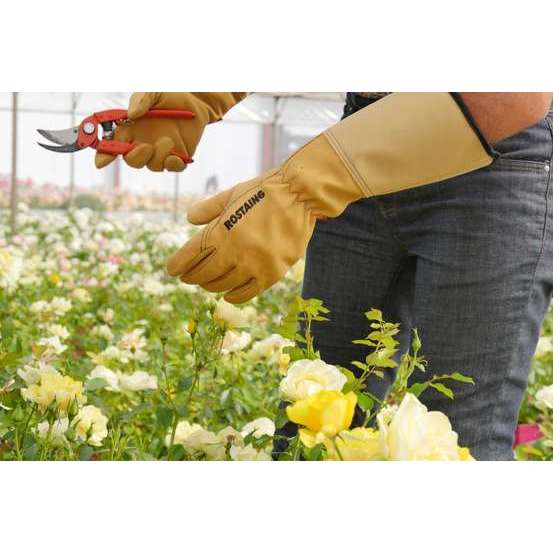Gants de Jardinage Manchette Cuir Beige ROSERAIE T09