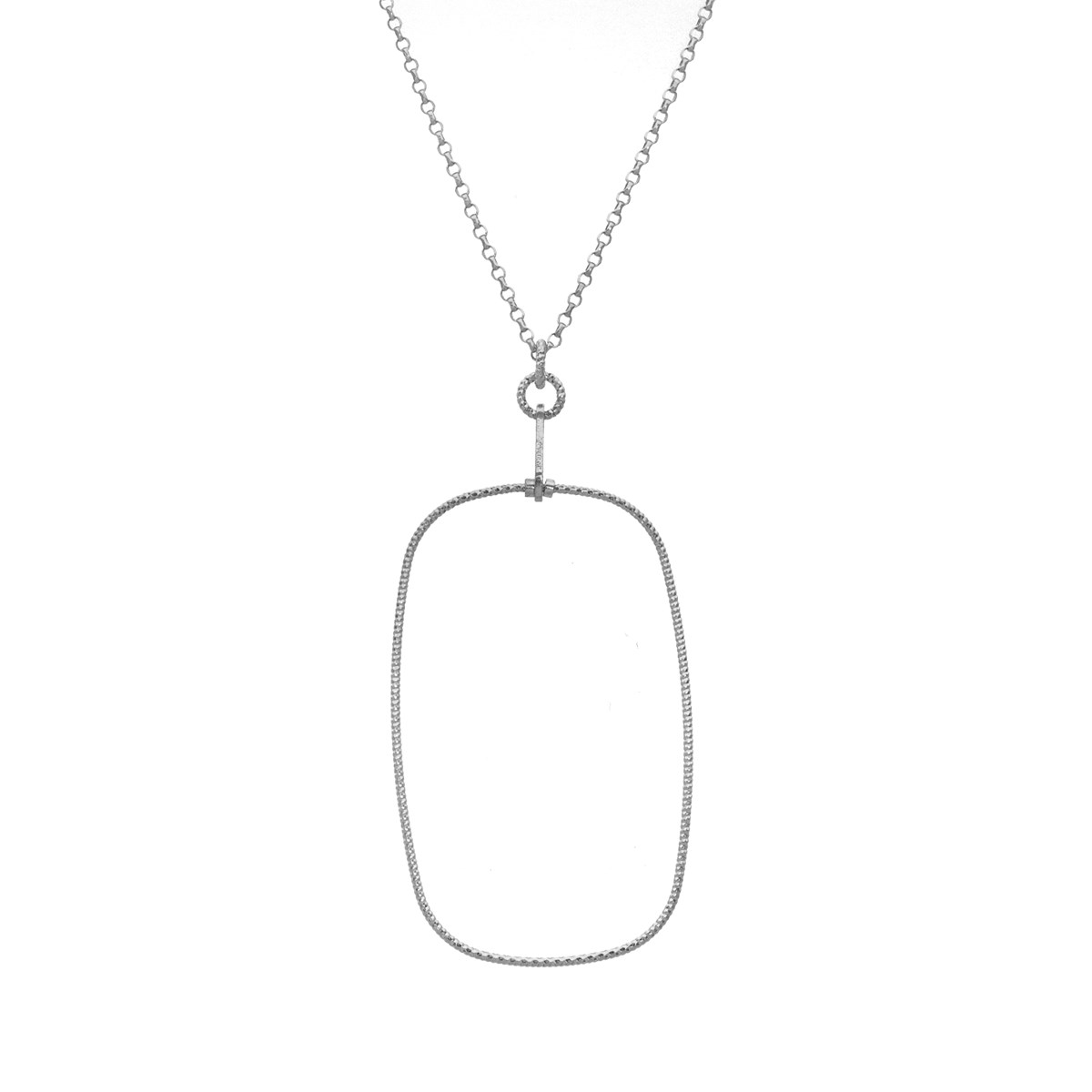 Collier Forme Ovale Argent Rhodié Diamanté