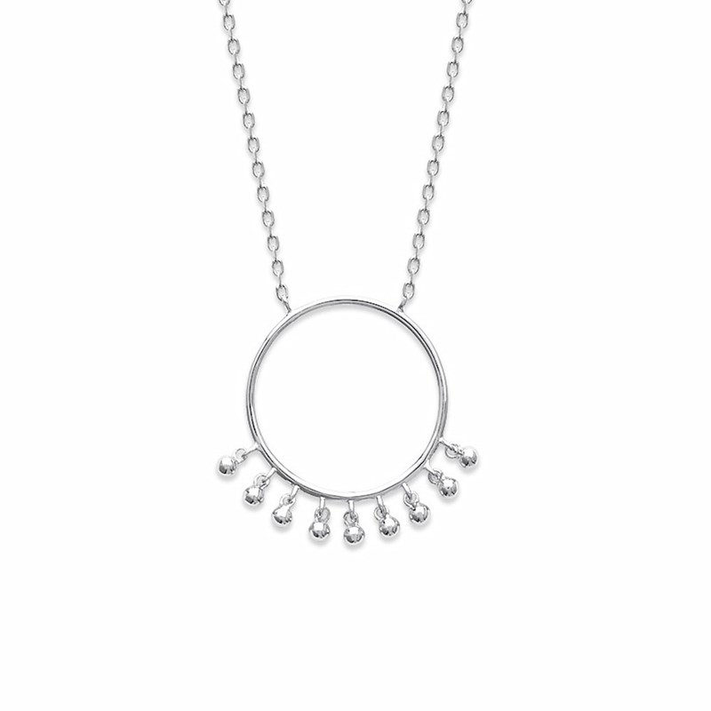Collier Cercle Argent Pendentif Perle Createur