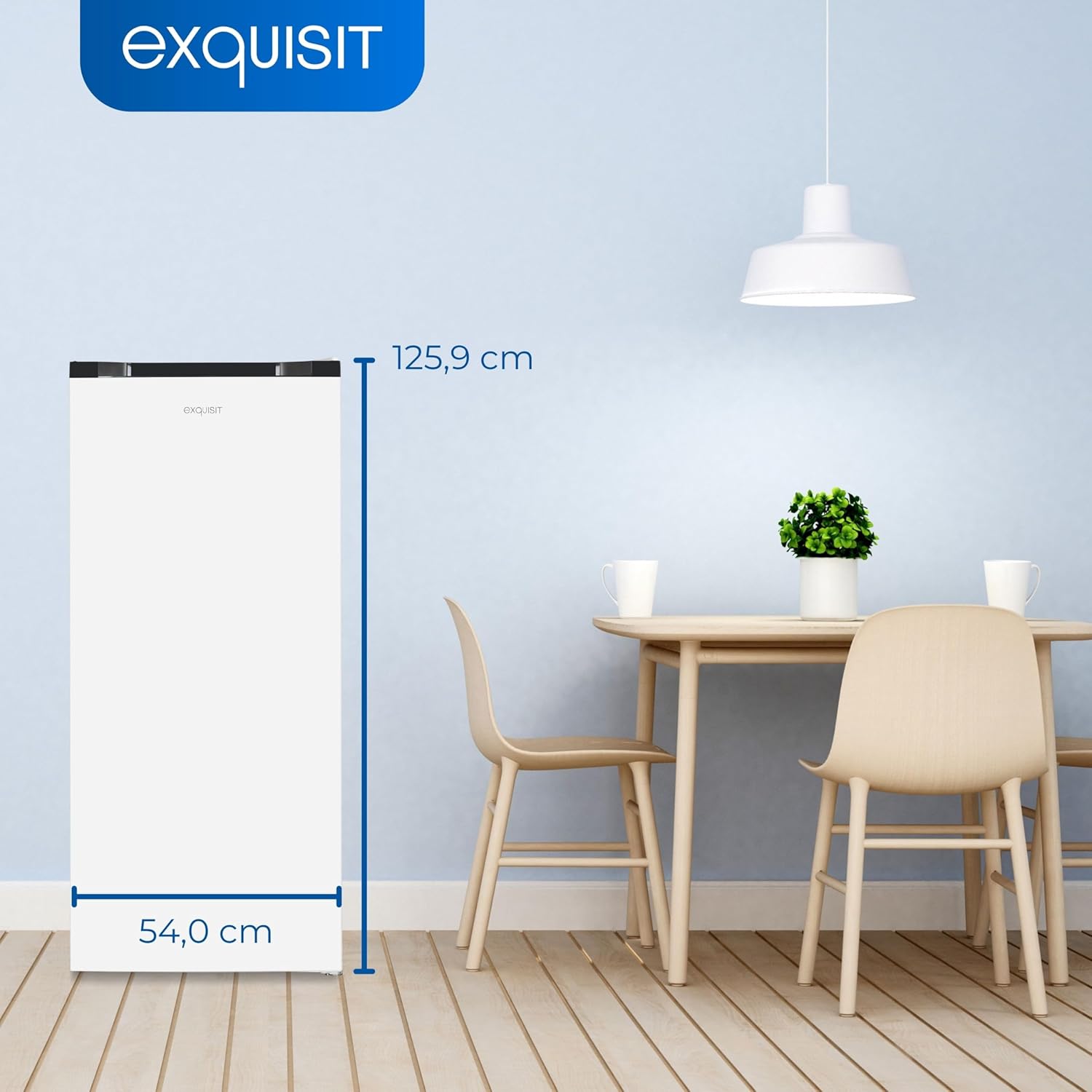 Exquisit Gefrierschrank GS145-051D weiss | Nutzinhalt: 145 L | 2*- & 4*-Gefrieren | Türanschlag wechselbar | 55 cm Breite | Standgerät