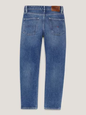 Calça jeans reta moderna com efeito desgastado TH