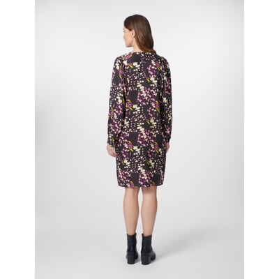 Damenkleid Print, Schwarz-Violett