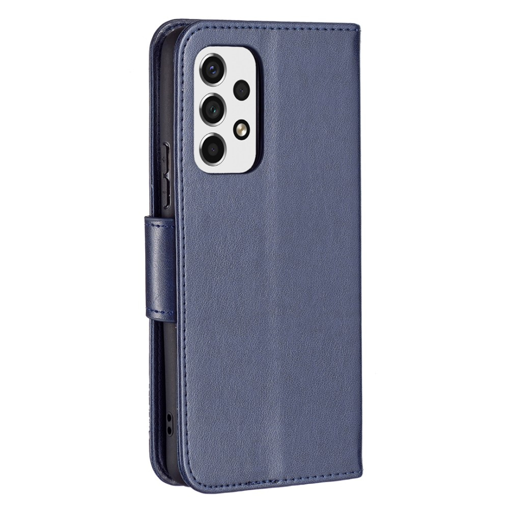 Samsung Galaxy A53 5G Leder Tasche mit Kartenfach   Handschlaufe Schmetterling - Dunkelblau