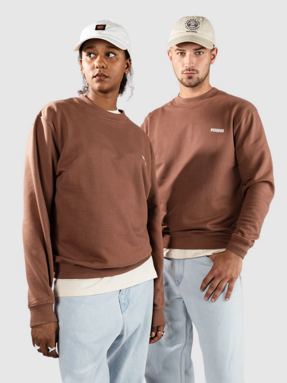 Woodbird Cane Chop Crew Sweater burnt red