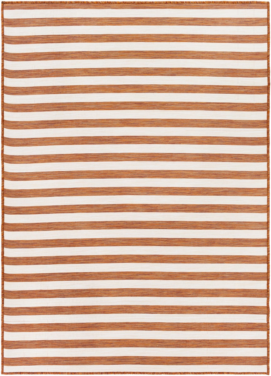 Binnen/buiten gestreept vloerkleed rood/ivoor 80x150 cm ZAKI