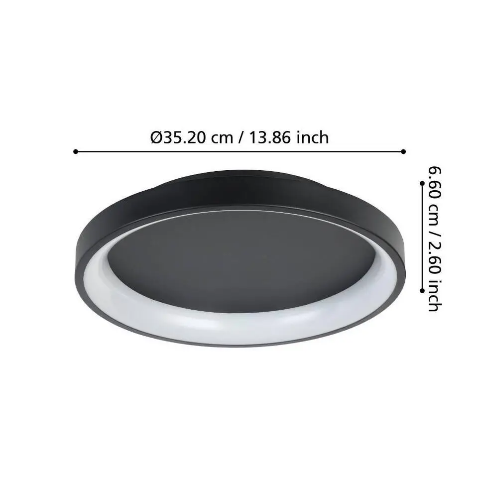 EGLO Loretello Plafonnière - LED - Kunststof/Staal - Zwart