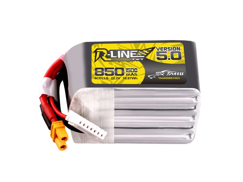 Tattu RC-Akku LiPo 850 mAh 22.2 V 150C R-Line V5.0 6S LiPo Akku für 3-5