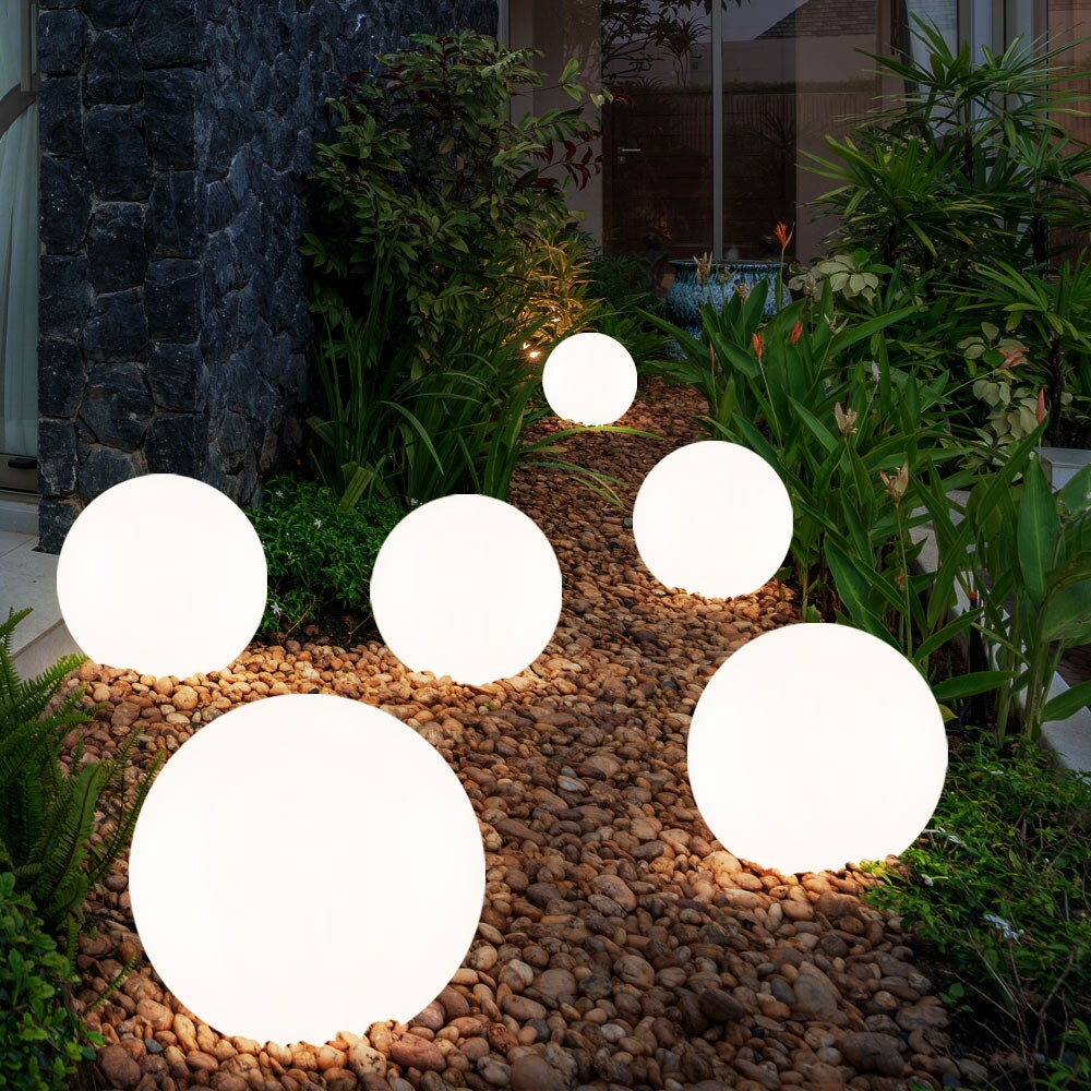 4er Set LED Solarleuchte, Kugel weiß, H 65 cm