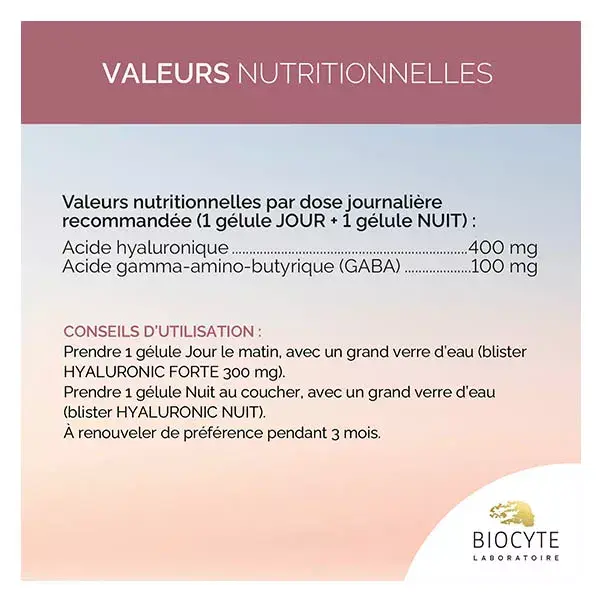 Biocyte Hyaluronic Dia/Noite 400mg Anti-Rugas 30 cápsulas (Dia) 30 cápsulas (Noite)