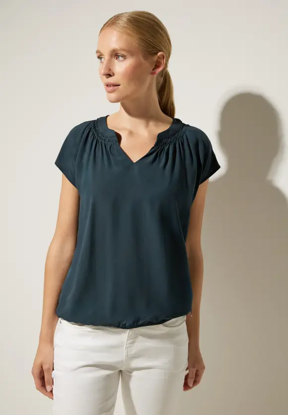 Viskosebluse mit Elastiksaum - cool vintage green