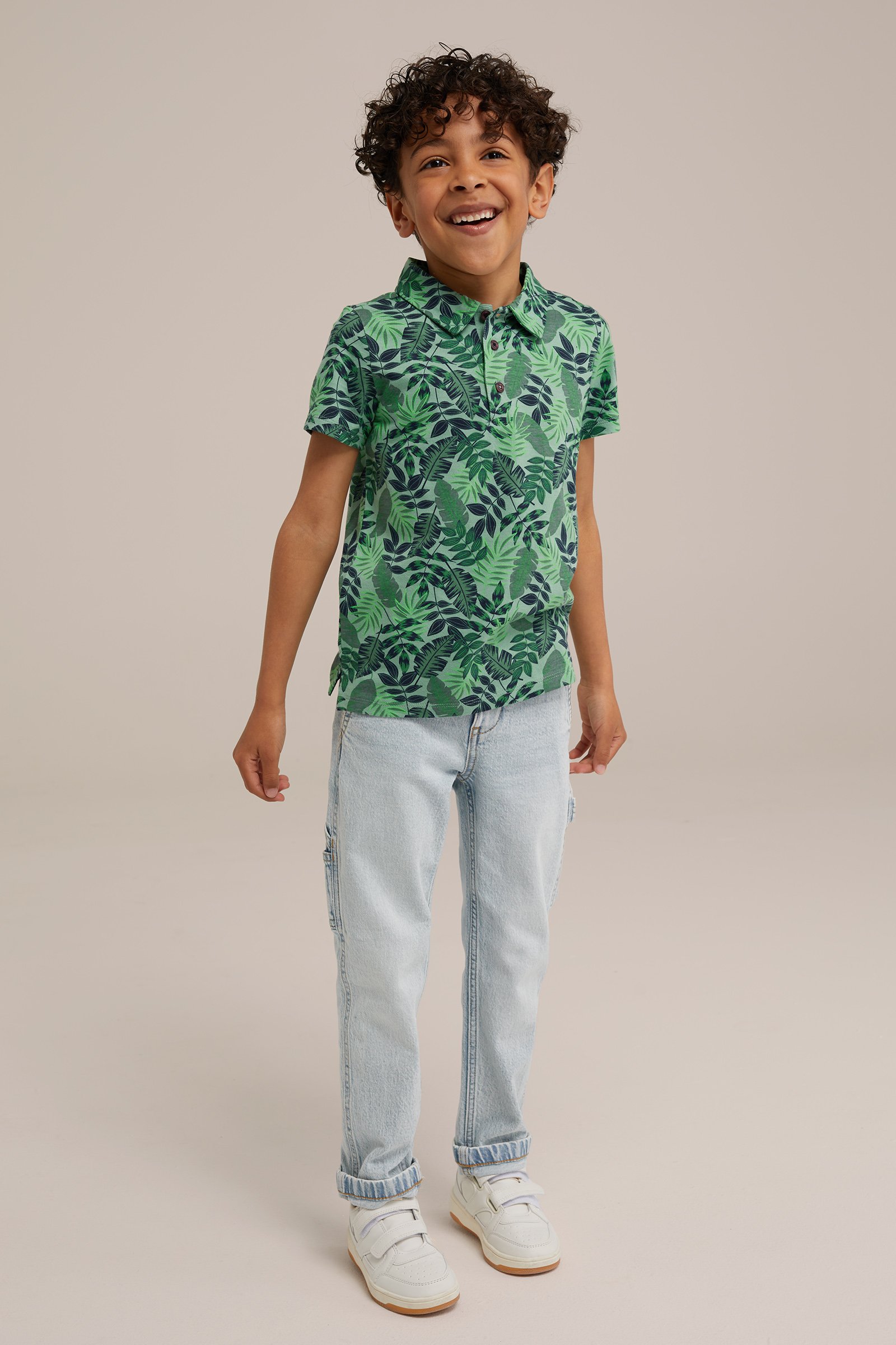 Jongens polo met dessin WE Fashion Zeegroen