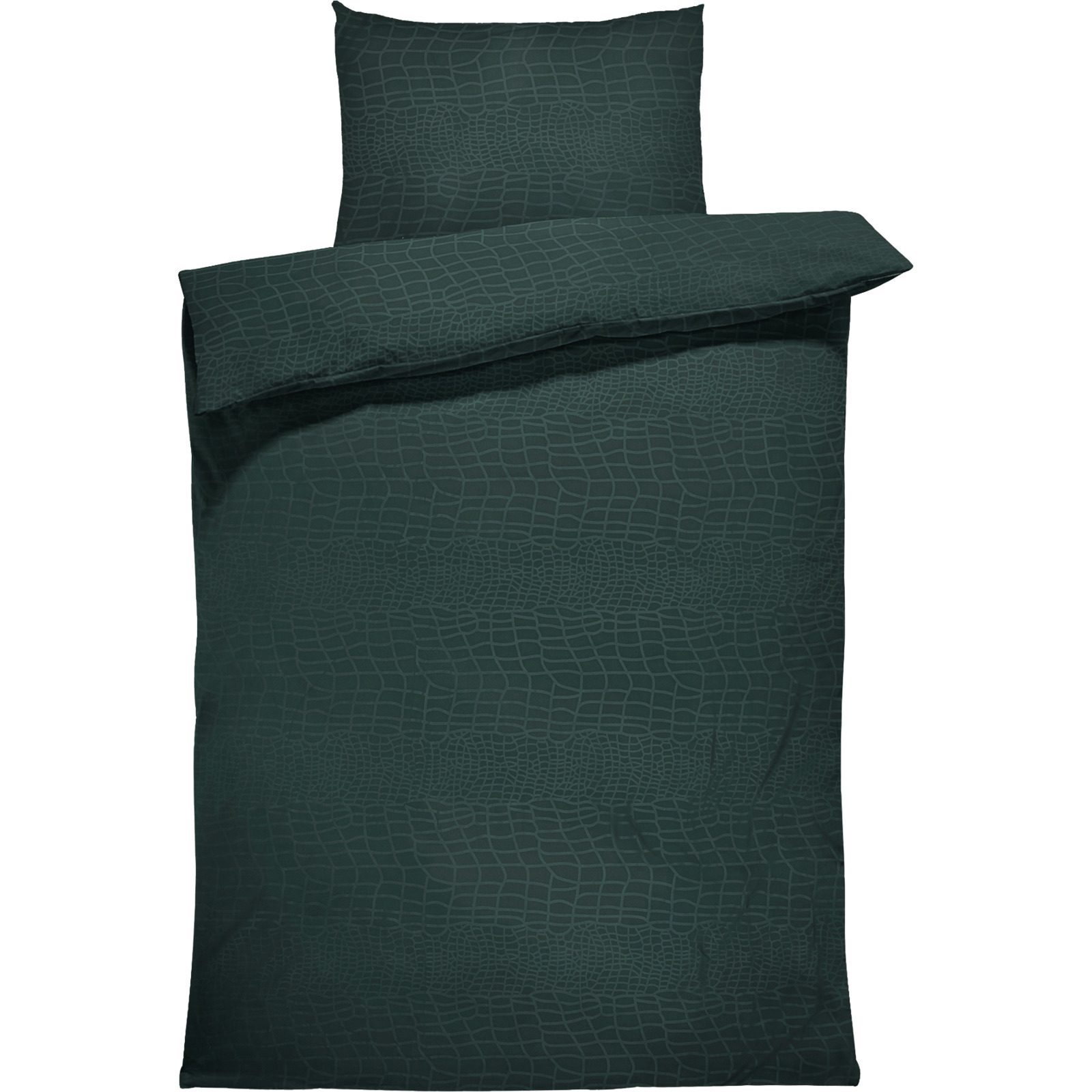 Bettwäsche Microvelours Krokodilhaut uni 160x210 65x100 Bettanzug Nord, dunkelgrün