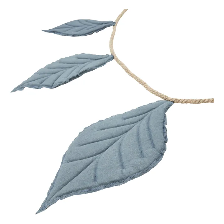 Ila y Ela Guirlande décorative Feuilles en lin | Bleu